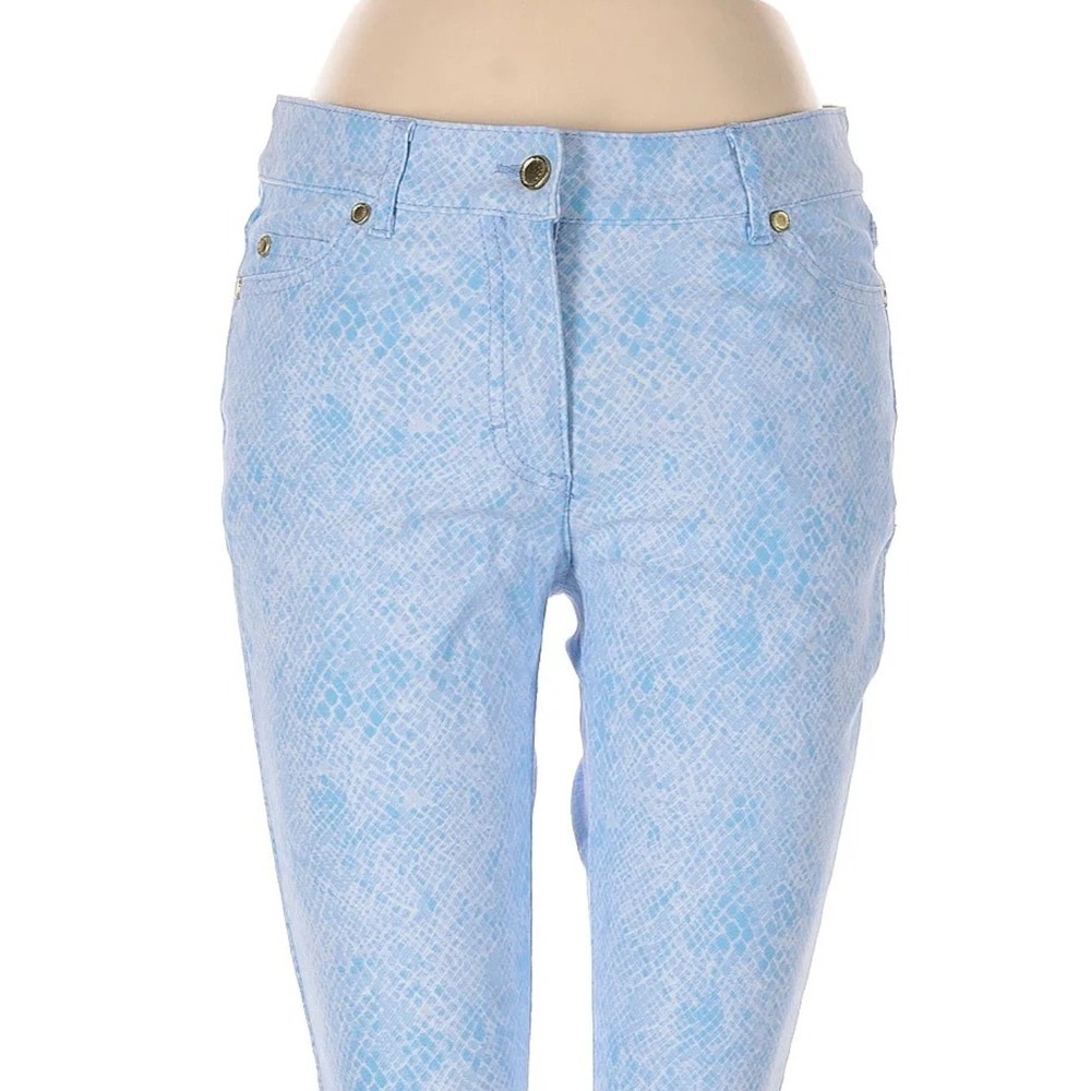 J. McLaughlin Womens Size 4 Light Blue Snake‎ Print Skinny Leg Ankle Pants
